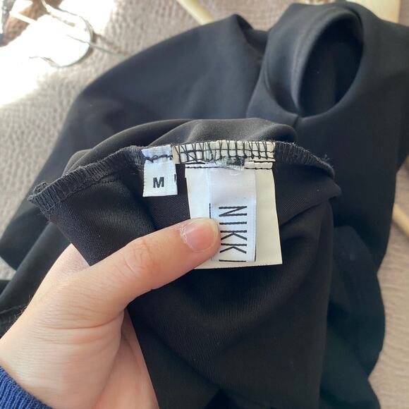 NIKKI LUND Dida Black Funnel Neck Cocktail Dress Size Medium - Picture 10 of 11